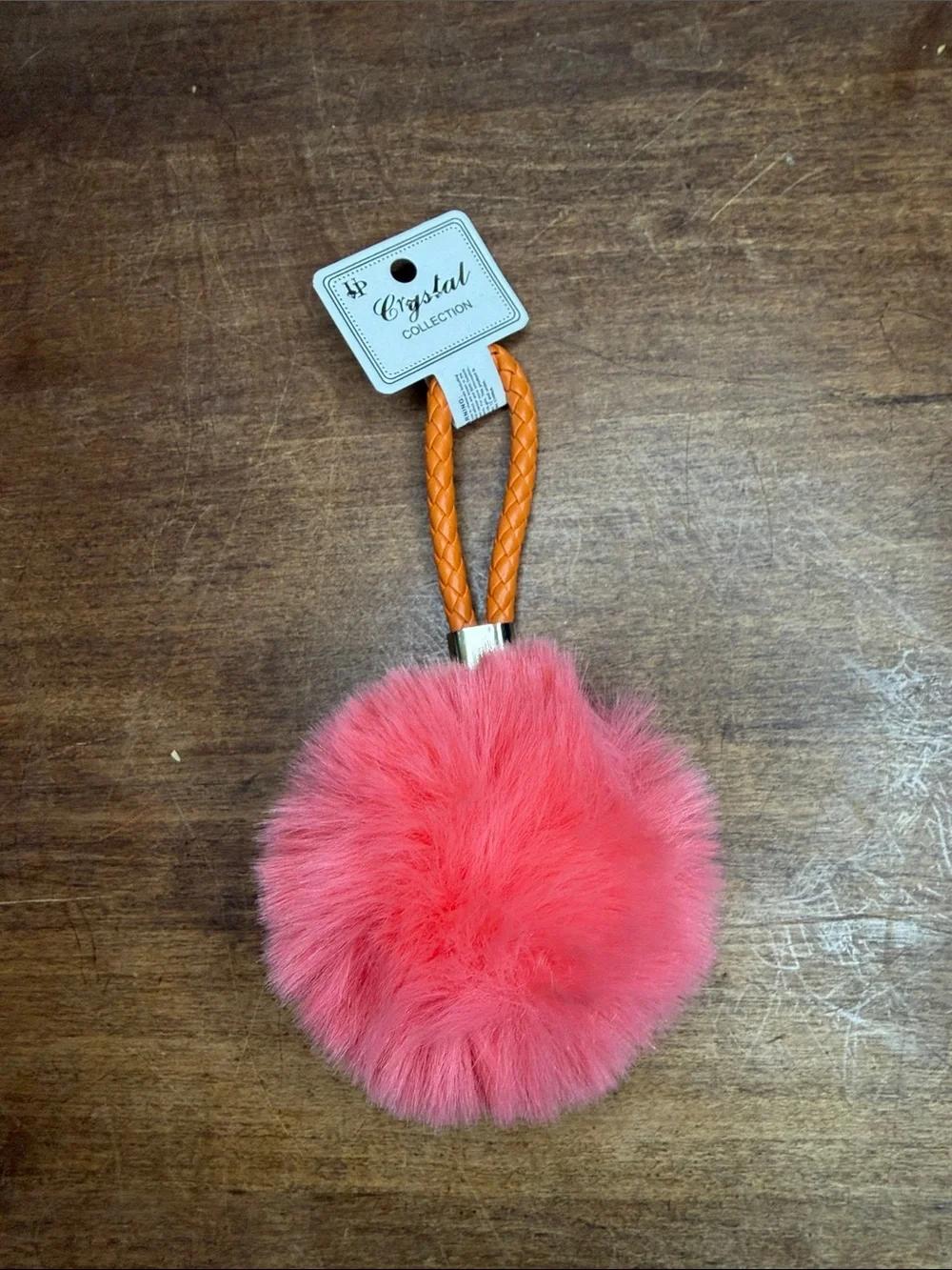 Pom Pom Bag Charm Keychain- pink blue red purple black white red coral gray